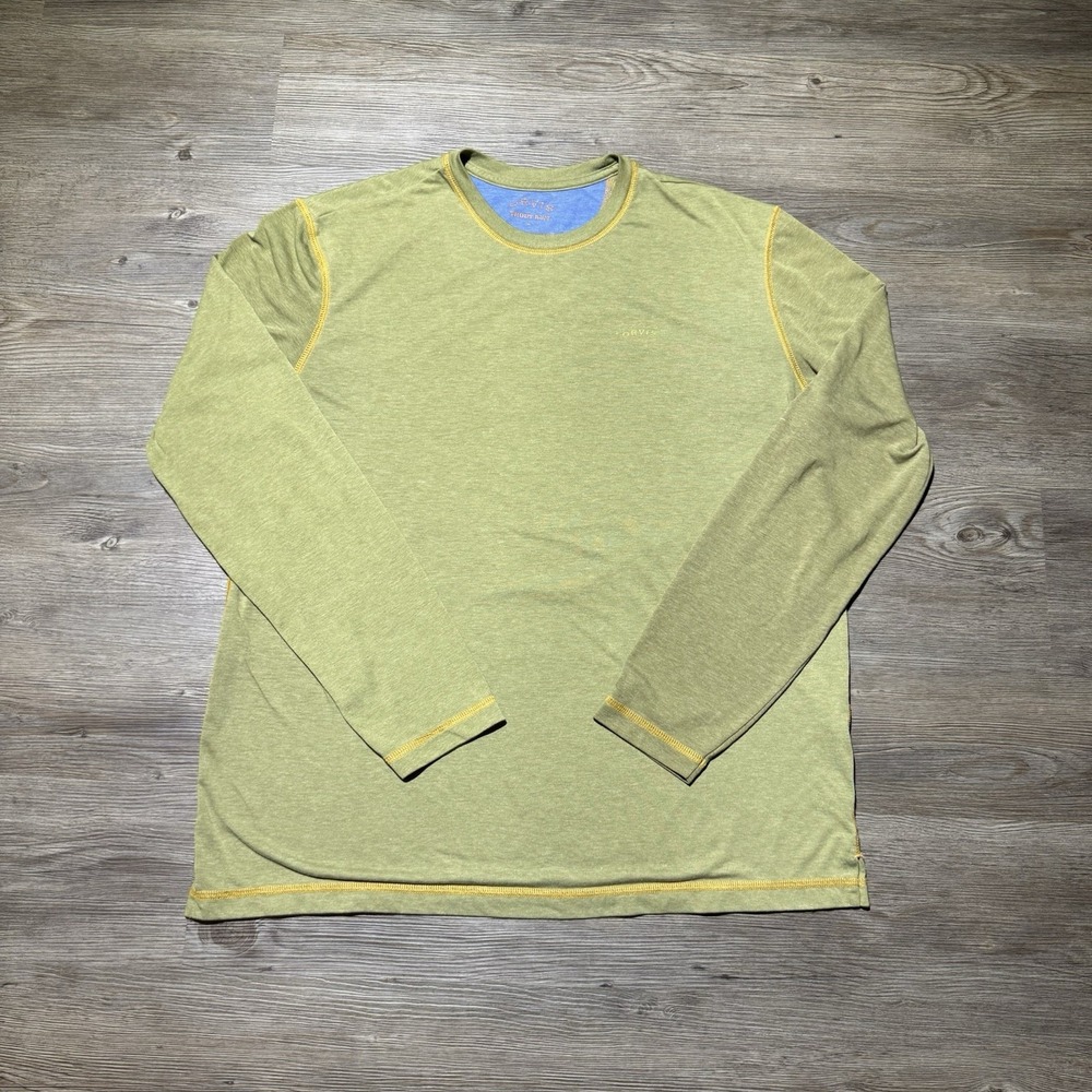 Orvis Trout Bum Long Sleeve Performance Shirt Olive Green Size L Mens